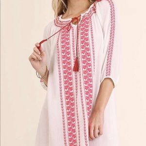 Pink and white dress